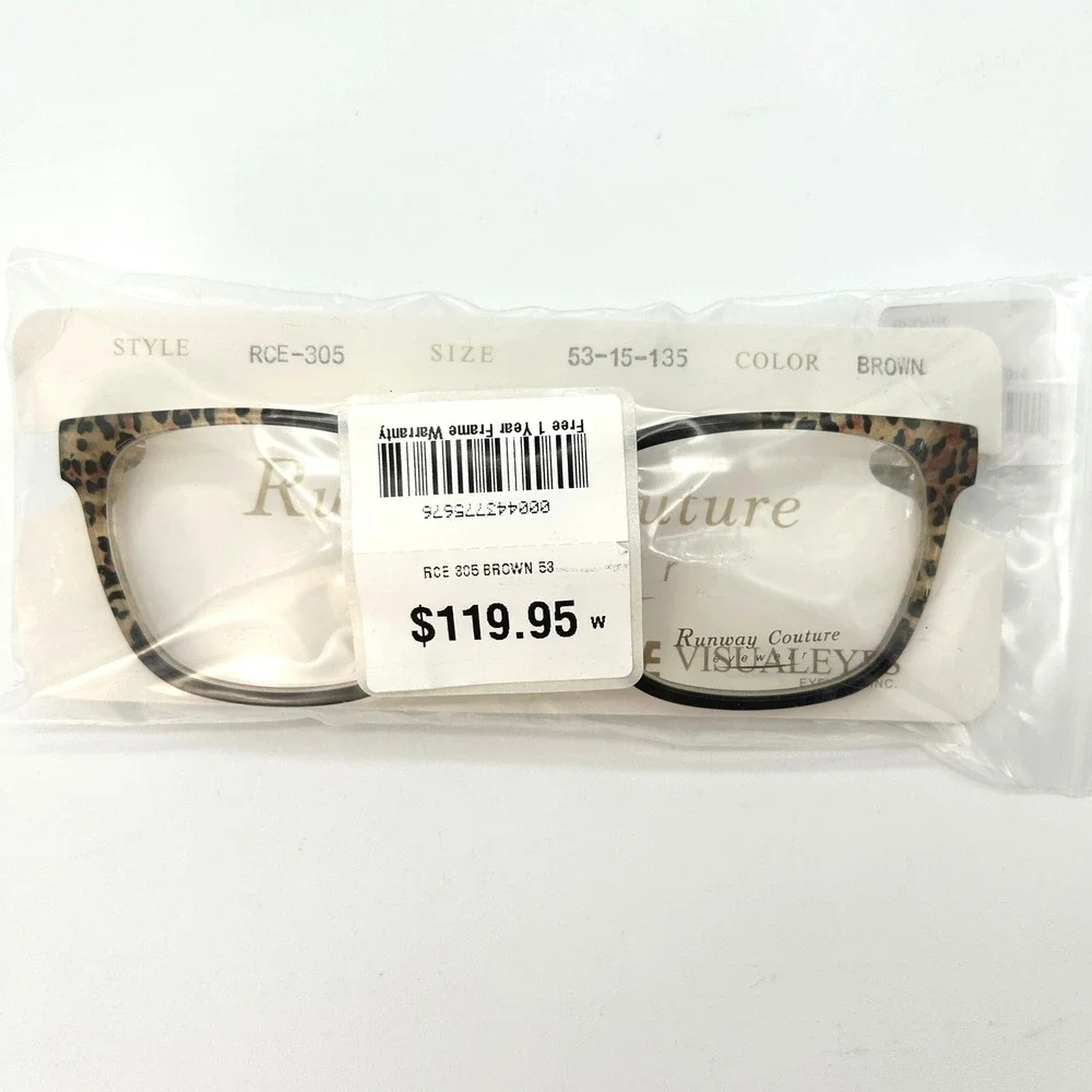 Womens Eyeglasses Frames Runway Couture RCE-305 Size 53-15-135 Leopard Print NEW